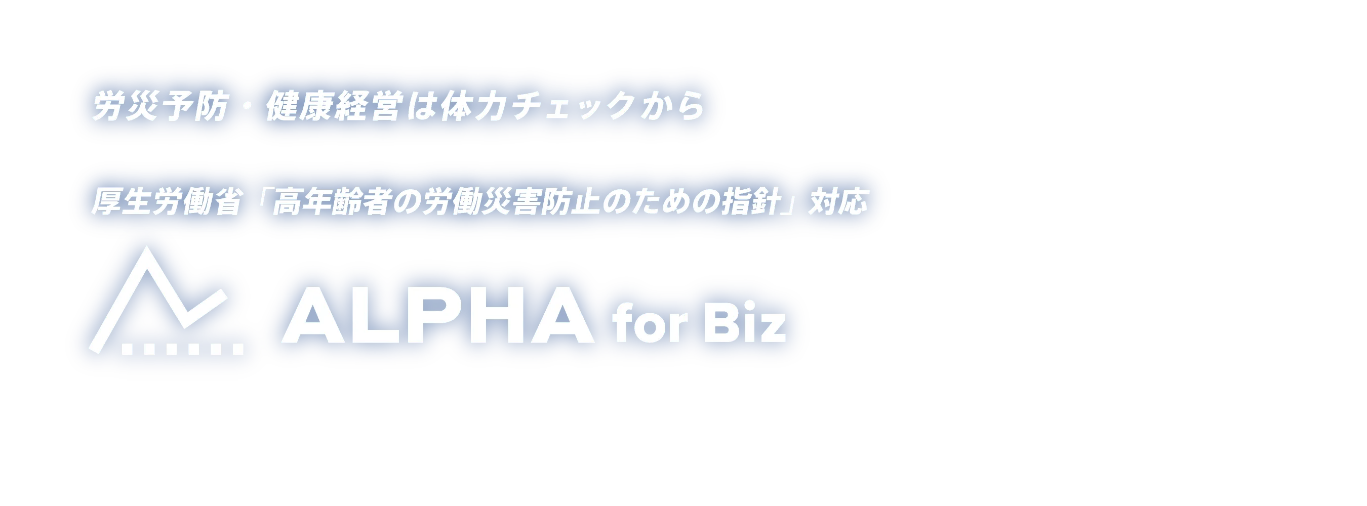 労災予防・健康経営は体力チェックから - 厚生労働省「高年齢者の労働災害防止のための指針」対応 ALPHA for Biz（アルファ フォー ビズ）
